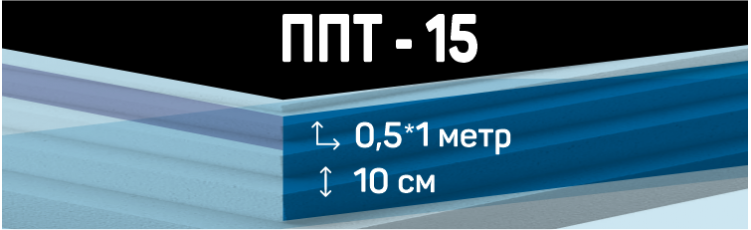 Пенопласт ППТ-15 размером 1*0,5 м толщиной 10 см